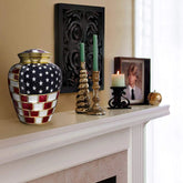 Patriotic Flag Urn for Ashes - Handcrafted Cremation Urn, Large Burial Urns for Ashes Adult Male - Urns for Human Ashes Adult Female, Funeral Decorative Urns - Up to 200 LBS